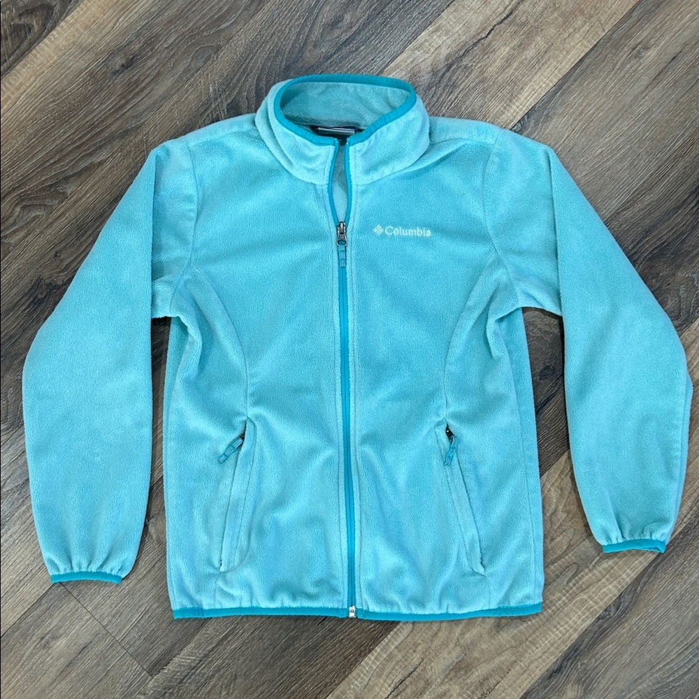 Columbia Light Blue/Turquoise Zip Fleece Jacket Girls Medium(10/12)